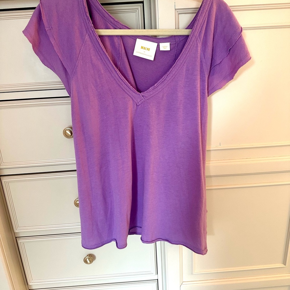 SALE 2 for $15 | Maeve Anthropologie Purple Cap Sleeve Relaxed Tee